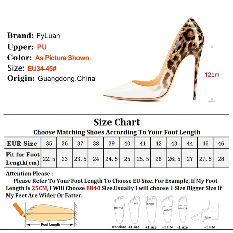 Women Leopard Print High Heels 8CM 10CM 12CM Stiletto Fashion Gradient Color Single Shoes Female Shallow Mouth Pointed Toe Pumps