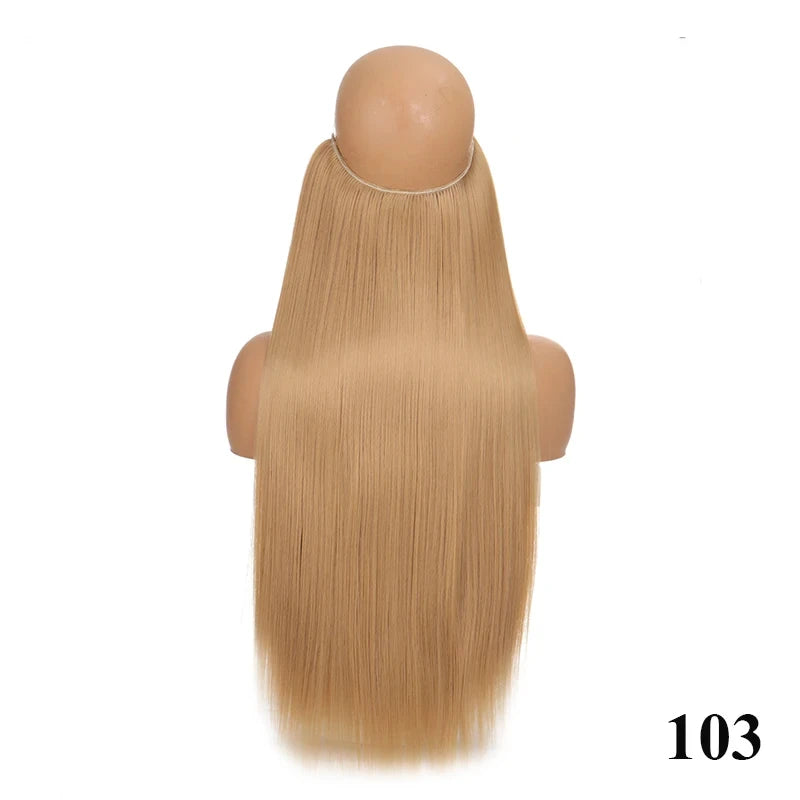 Fish line hair extension piece length (40cm 50cm 60cm) straight hair curly hair daily wear suitable for all women