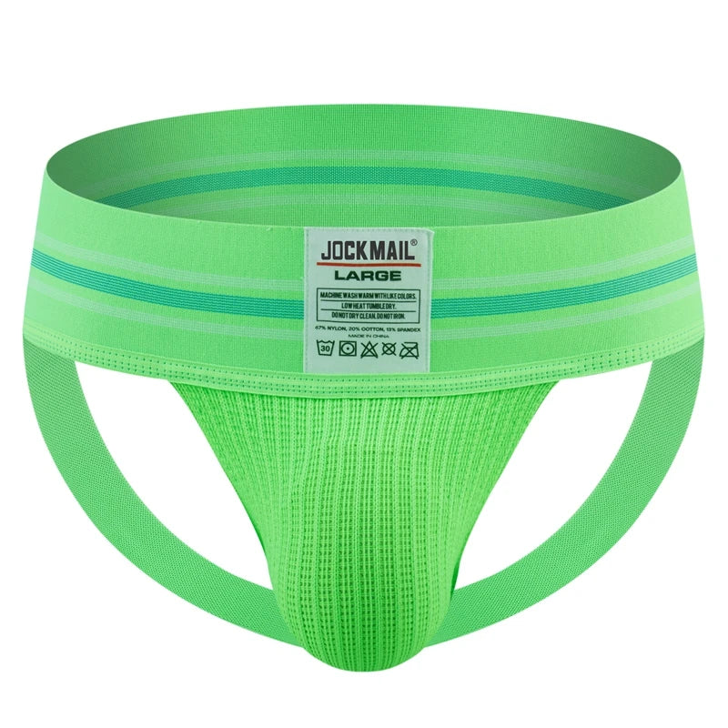 JOCKMAIL Men Athletic Supporters Jockstrap Thongs Mens Underwear  Underpants Bikini  3" Elastic Waistband  Hombre Panties