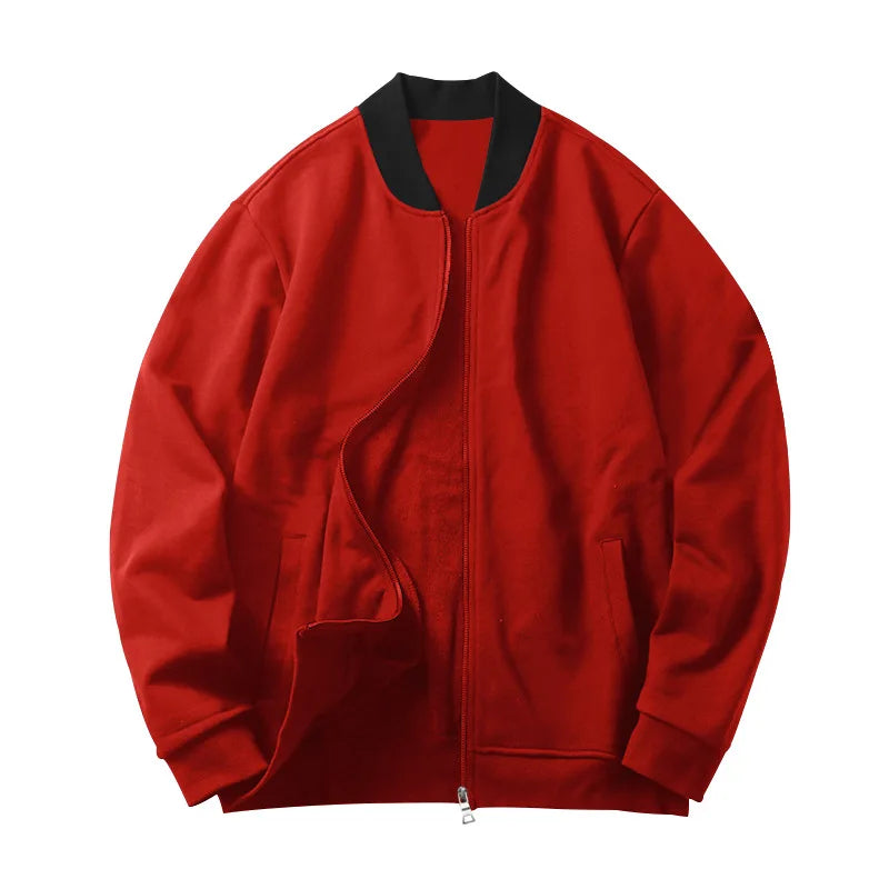 Autumn new solid color jacket men trendy shoulder design stand-up collar large size suit spring and fall fashion
