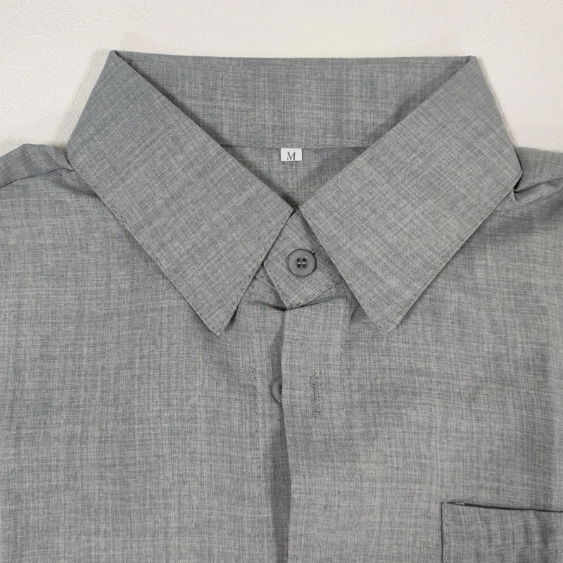 Summer Male Shirts Short Sleeve Social Shirt For Men Casual Blouses Soild Cotton Linen Formal Shirt Top Men Clothing Streetwear