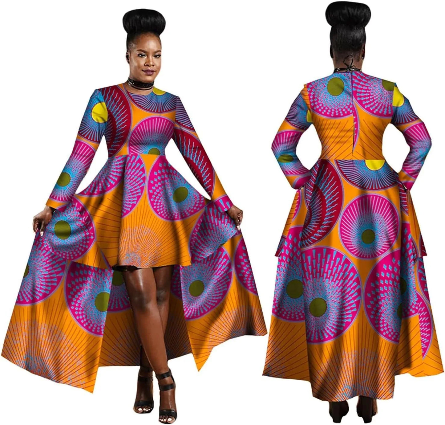 African Dresses for Women Dashiki Kente Style Print Dress Cotton Wax Print Sexy Maxi Long Dress for Ladies Africa Clothes WY1268