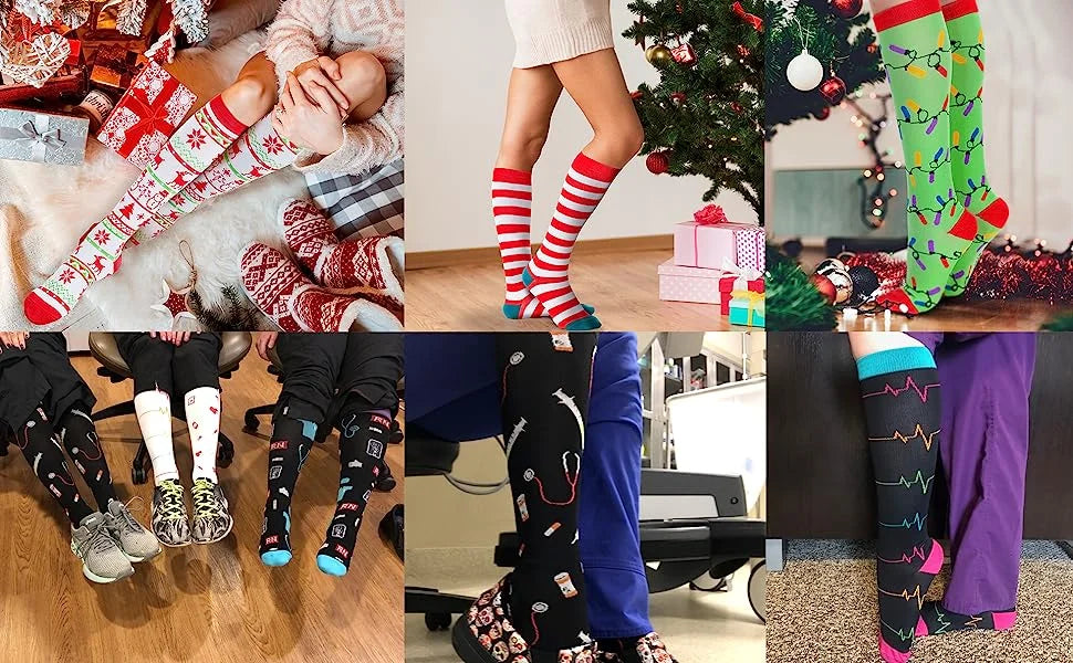 4 Pairs Compression Socks 20-30mmhg High Stockings Men Women Sports Socks For Marathon Cycling Varicose Veins Pregnancy Nursing