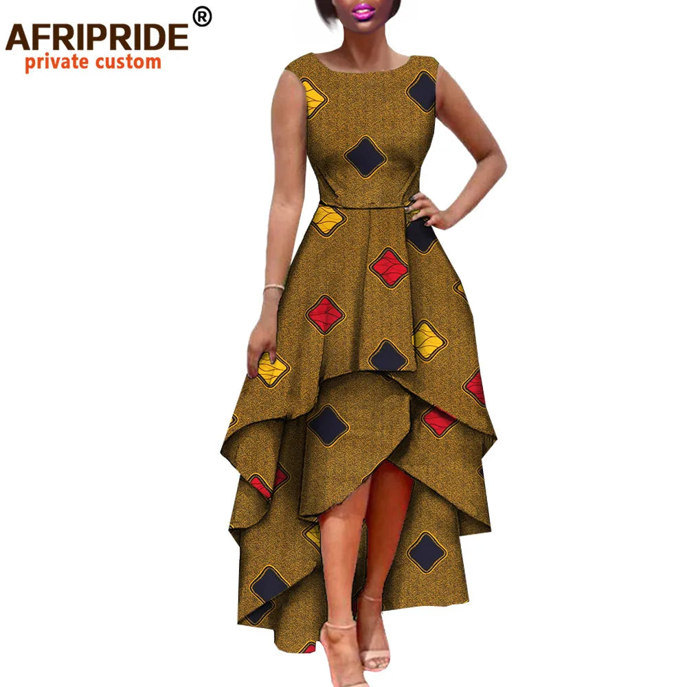 Hot African Women's AFRIPRIDE Private Sleeveless Pleated Party Dress Cotton Women's Dresses A722582