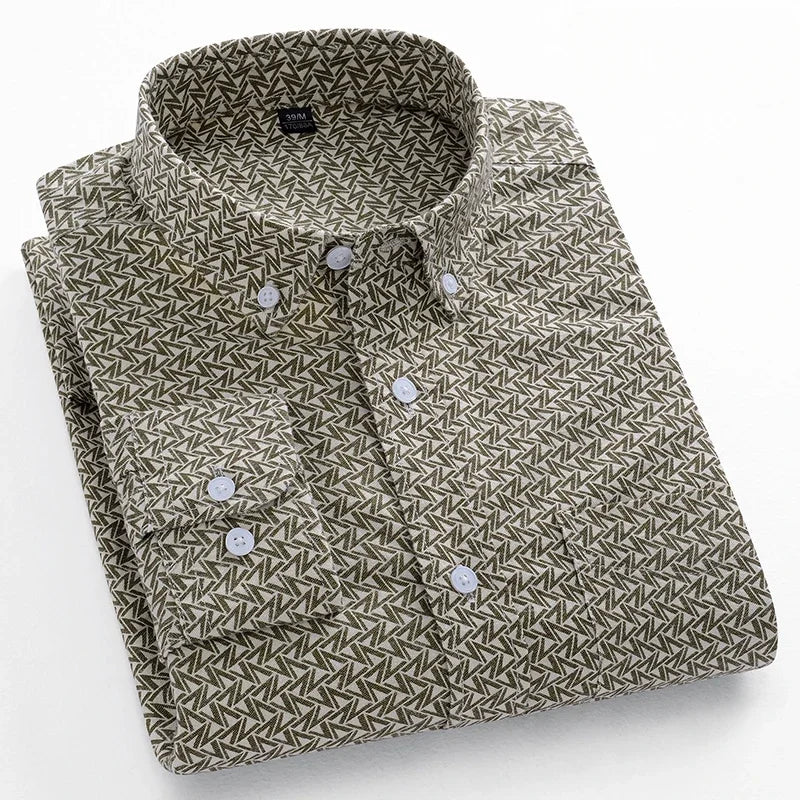 Fashion korean trends casual long-sleeve shirts for men slim fit plain shirt 100%cotton plaid striped tops soft designer clothes
