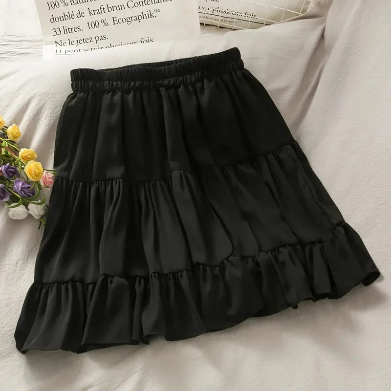Women's High Waist Pleated Mini Skirt, Korean Fashion, Casual, Short, Black, White, A Line, Sexy, Alt Clothes, Female, Summer