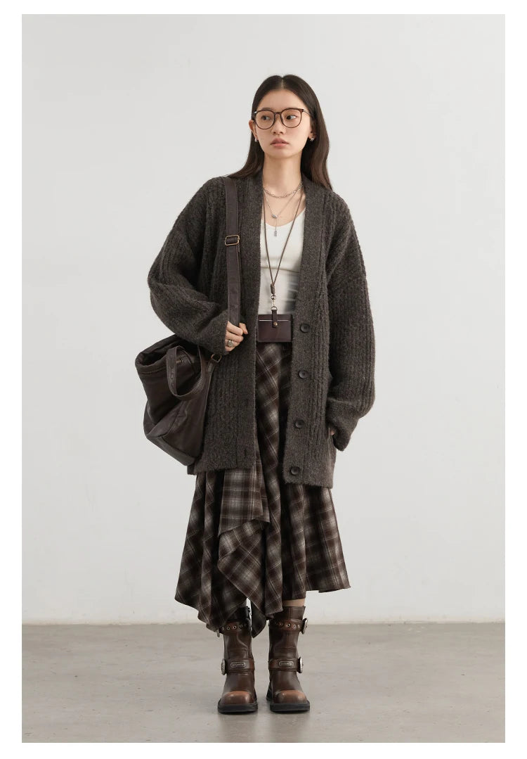 Chic Ven Women Skirt A Line Retro Loose High Waist Plaid Long Autumn Winter 2026