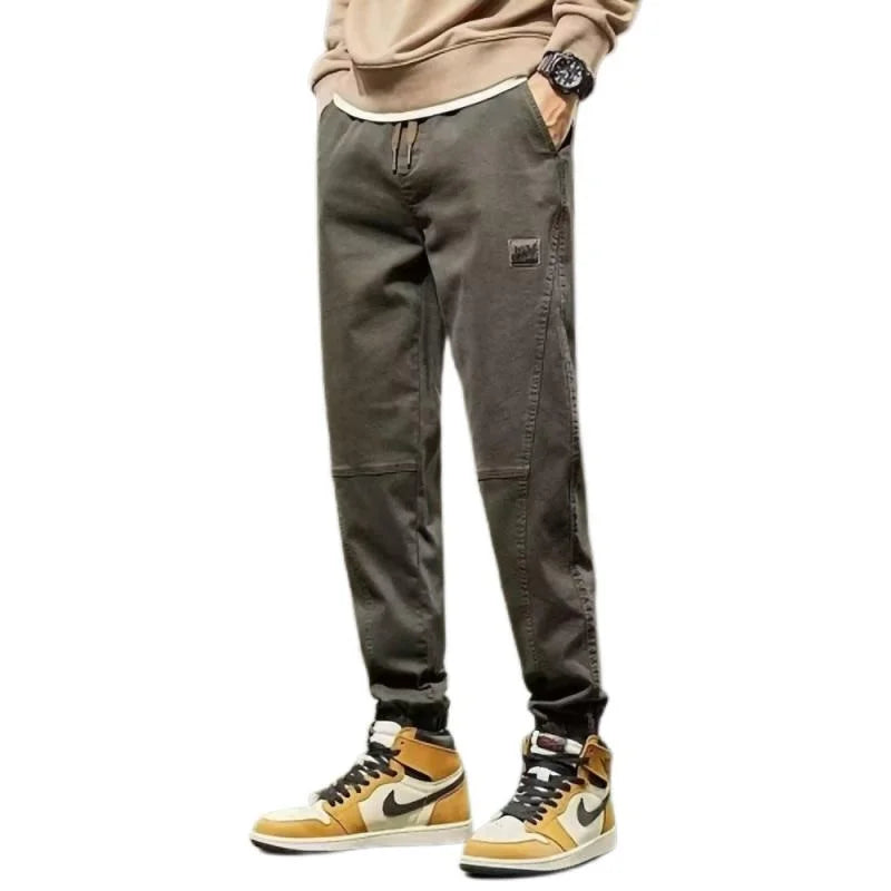 Men's Workwear Trousers Summer Sports Trendy Nine-Piece Cuffed Large Size Long Pants High Street Spring Autumn Casual Men's P...
