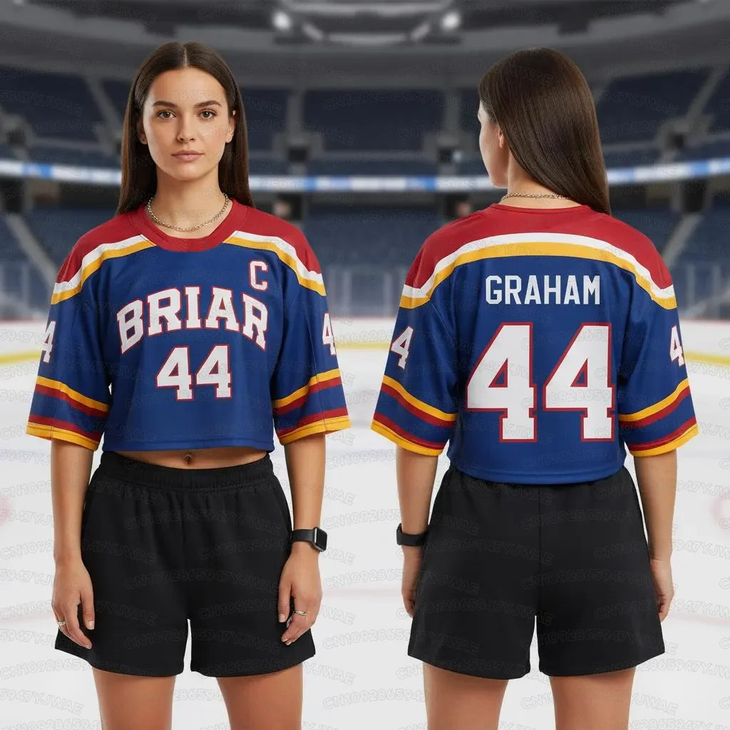 Summer Women's Off Campus Briar University Graham 44 DI LAURENTIS 66 Crop Top Football Jersey Short Sleeve Crop T-shirt Tops