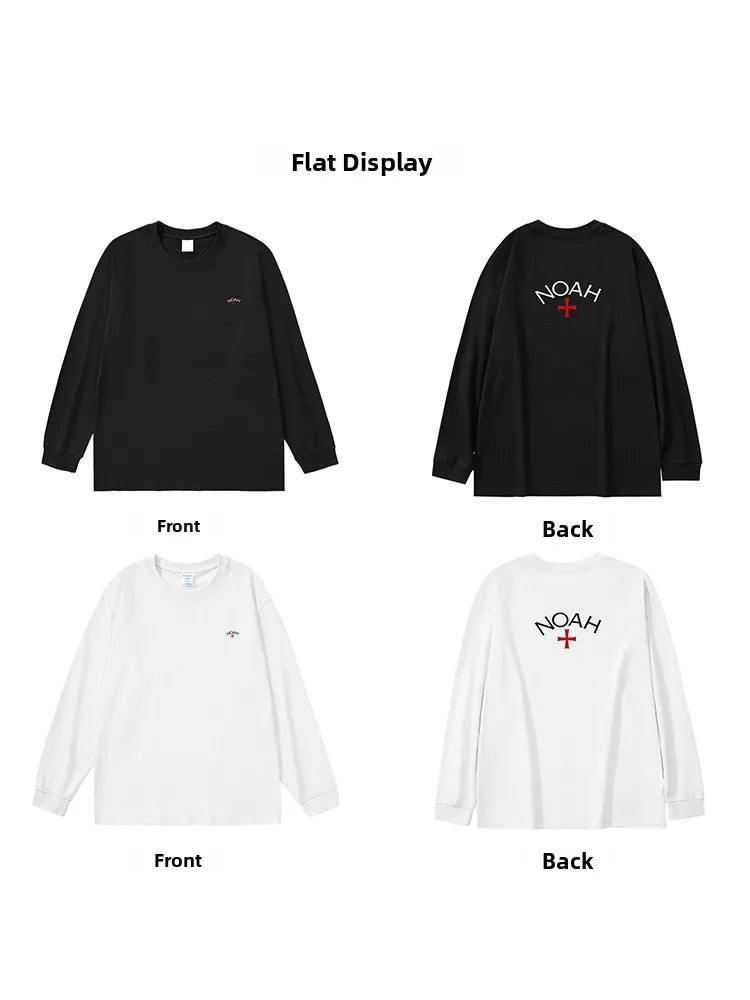 American Retro Heavyweight Pure Cotton Long Sve T-irt Men's Loose round Ne Printed Base irt Youth Faion Trend