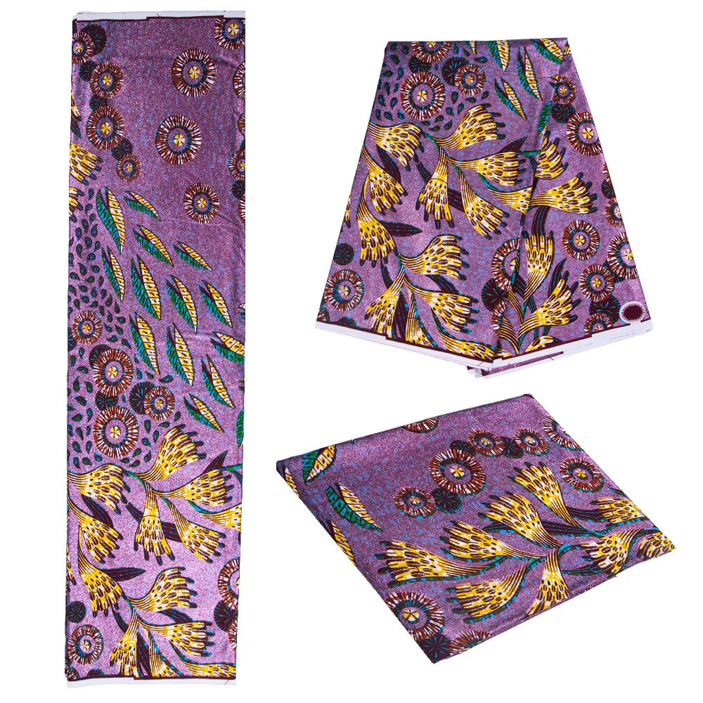 African Wax Print Fabric – 100% Cotton Ankara with Gold Foil Shimmer, 6 Yards/Roll, for Dresses, Headwraps & Fashion Garments