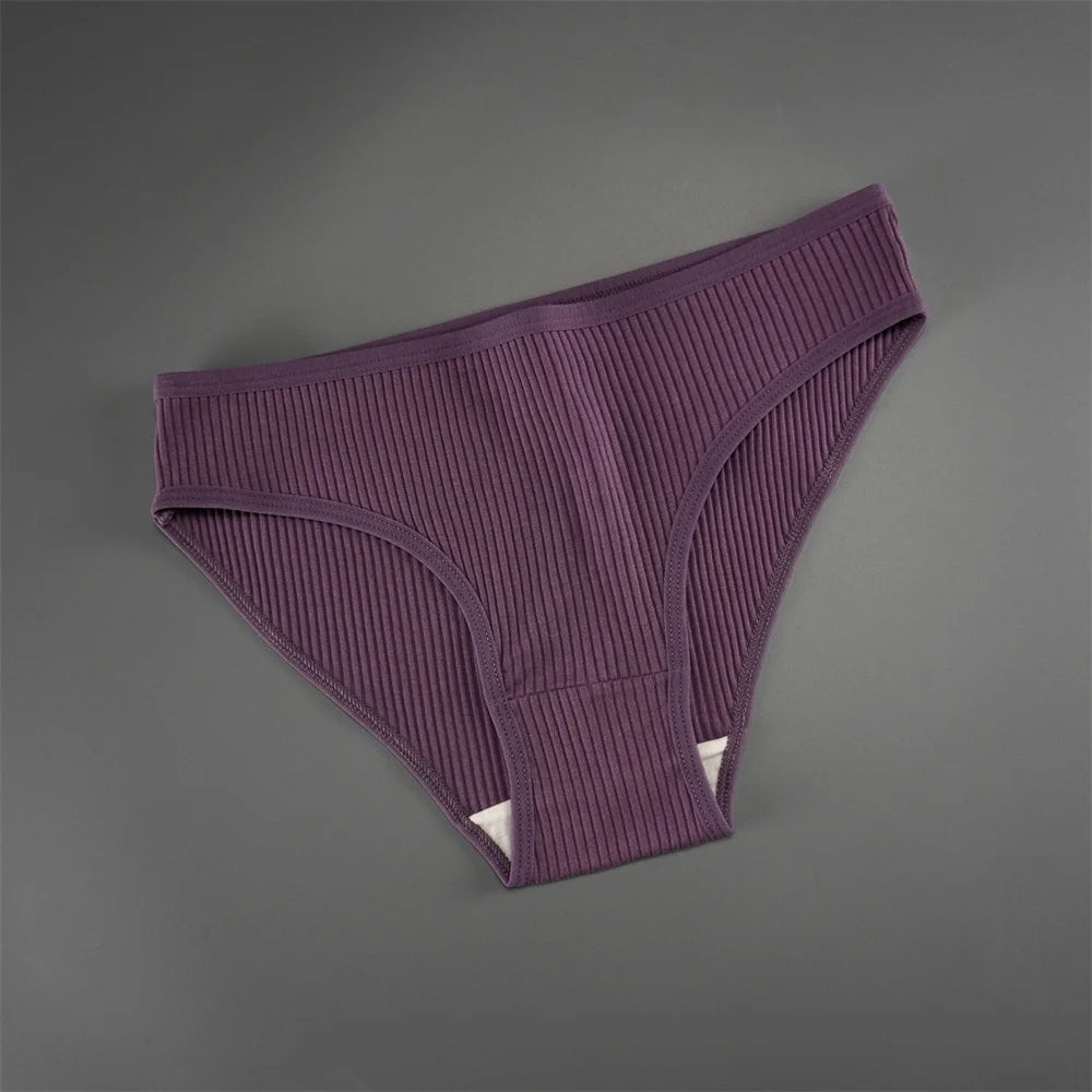 UNWE 3PCS/Pack Ribbed Cotton Seamless Panties for Women Briefs Pack Comfortable Ladies Underwear Sets