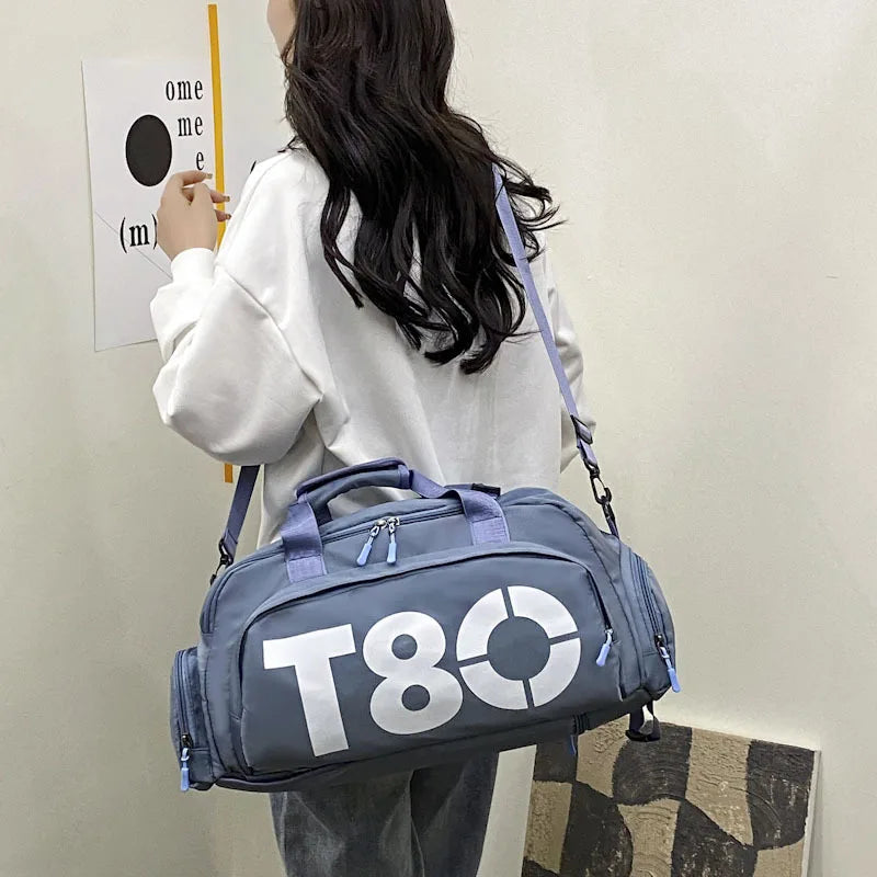 Women's Handbag T80 Gym Sports Backpack for Man Hand Bag Fitness Travel Tote Shoe Shoulder Duffle Crossbody Portable Boston Bag