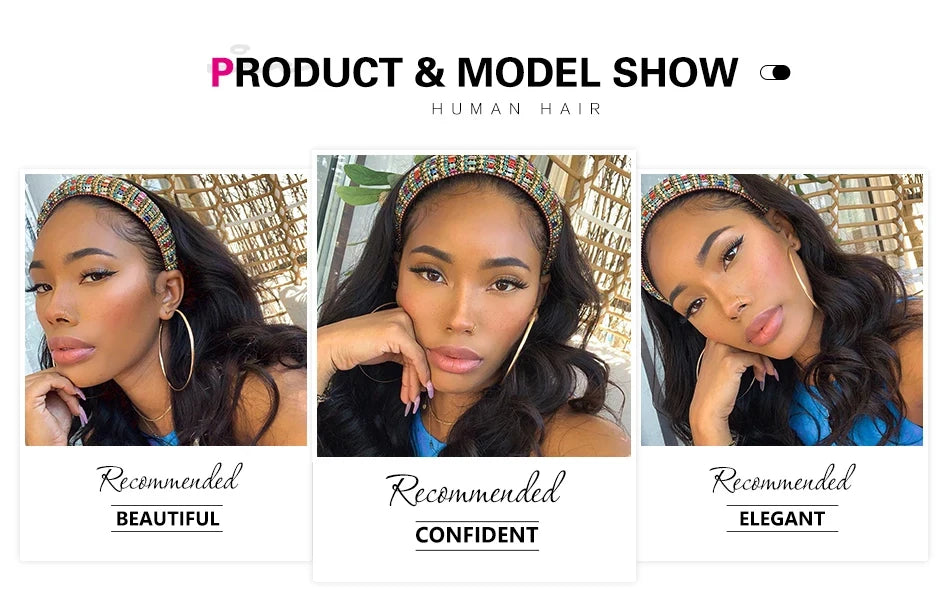 Body wave Headband Wig Human Hair Wigs For Women Brazilian Body Wave Glueless Wigs Virgin Human Hair Wig Machine Made Wig 250%