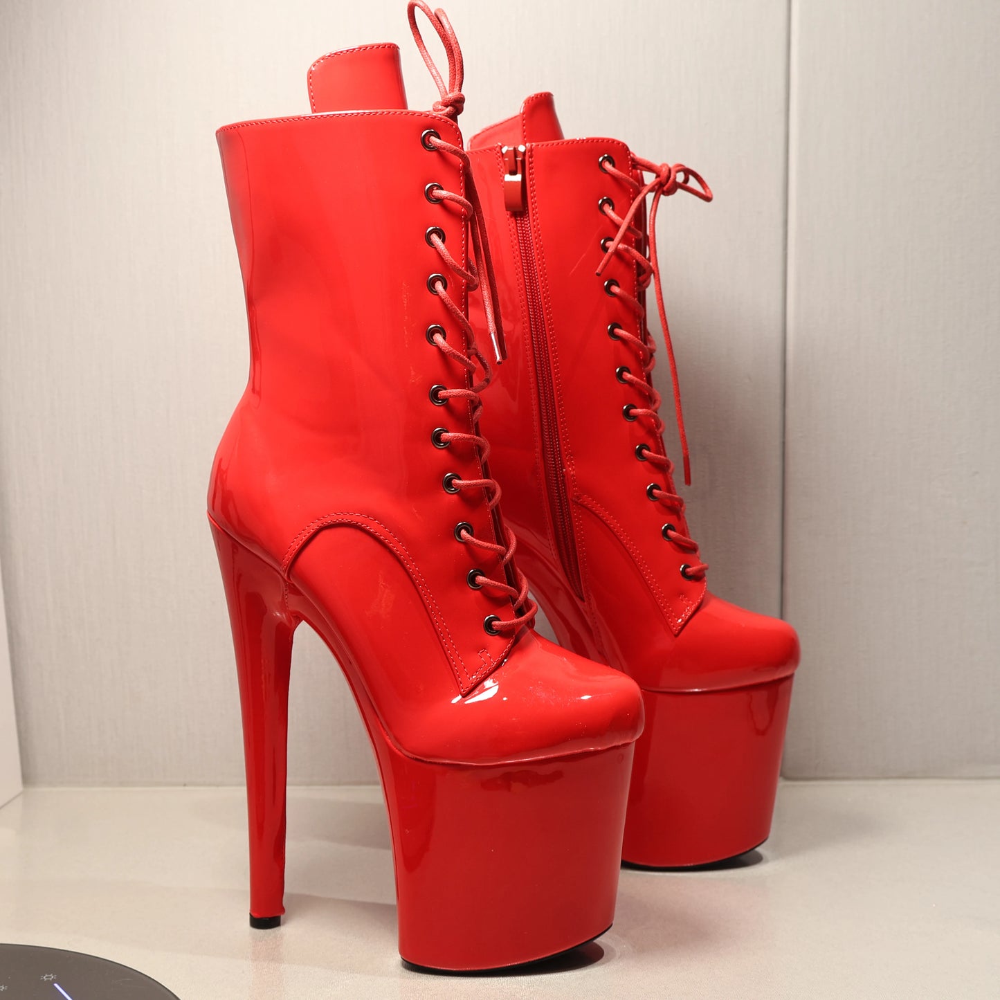 New 20cm/8Inchs Ankle boots for Women Heels Platform Lace Up Pole Dance Stripper Shoes Short Boot Spring Autumn Large Size 44