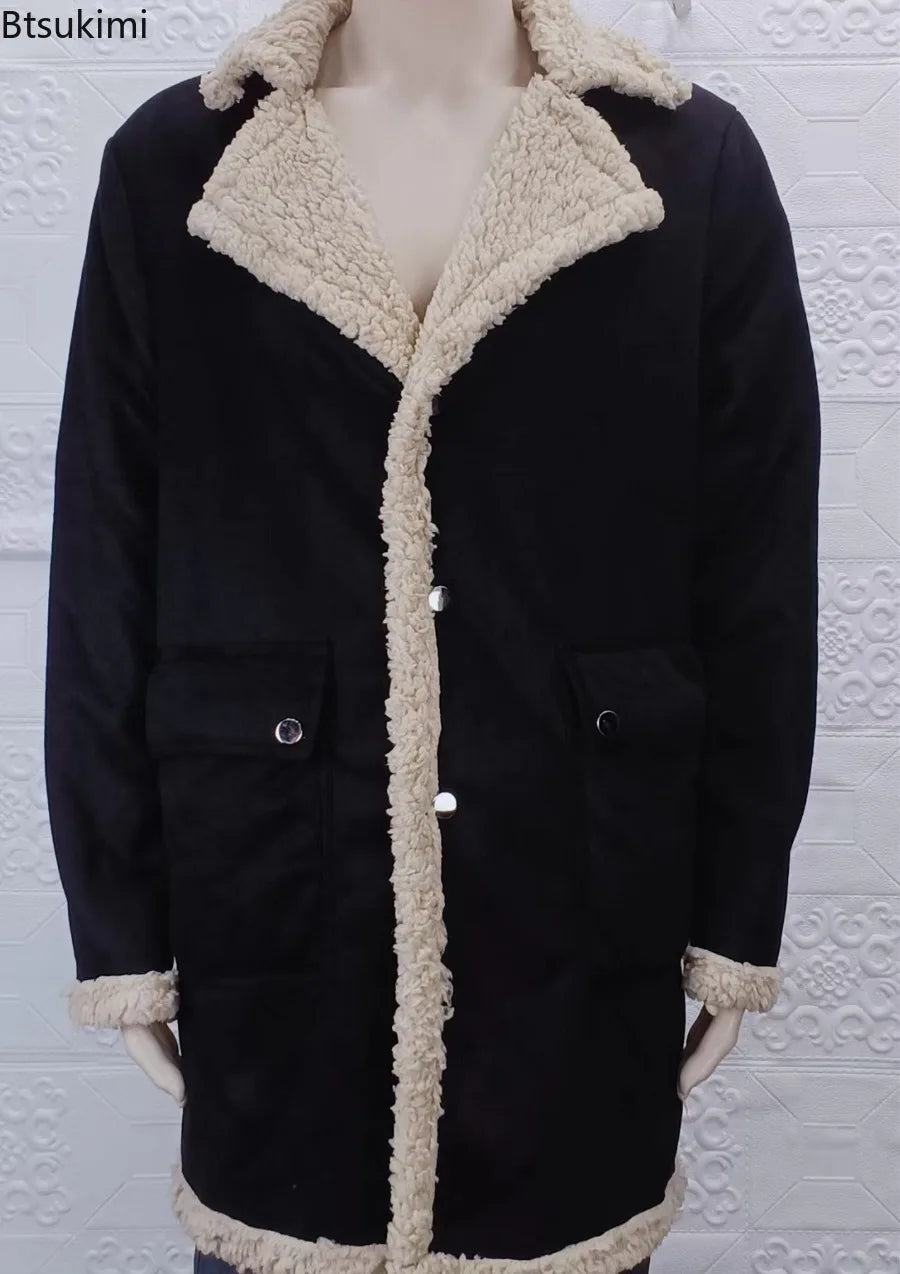 2025 Men's Coats Winter Jackets Leather and Fur Integrated Autumn Winter Products Thickened Faux Fur Long Jacket Male Clothing