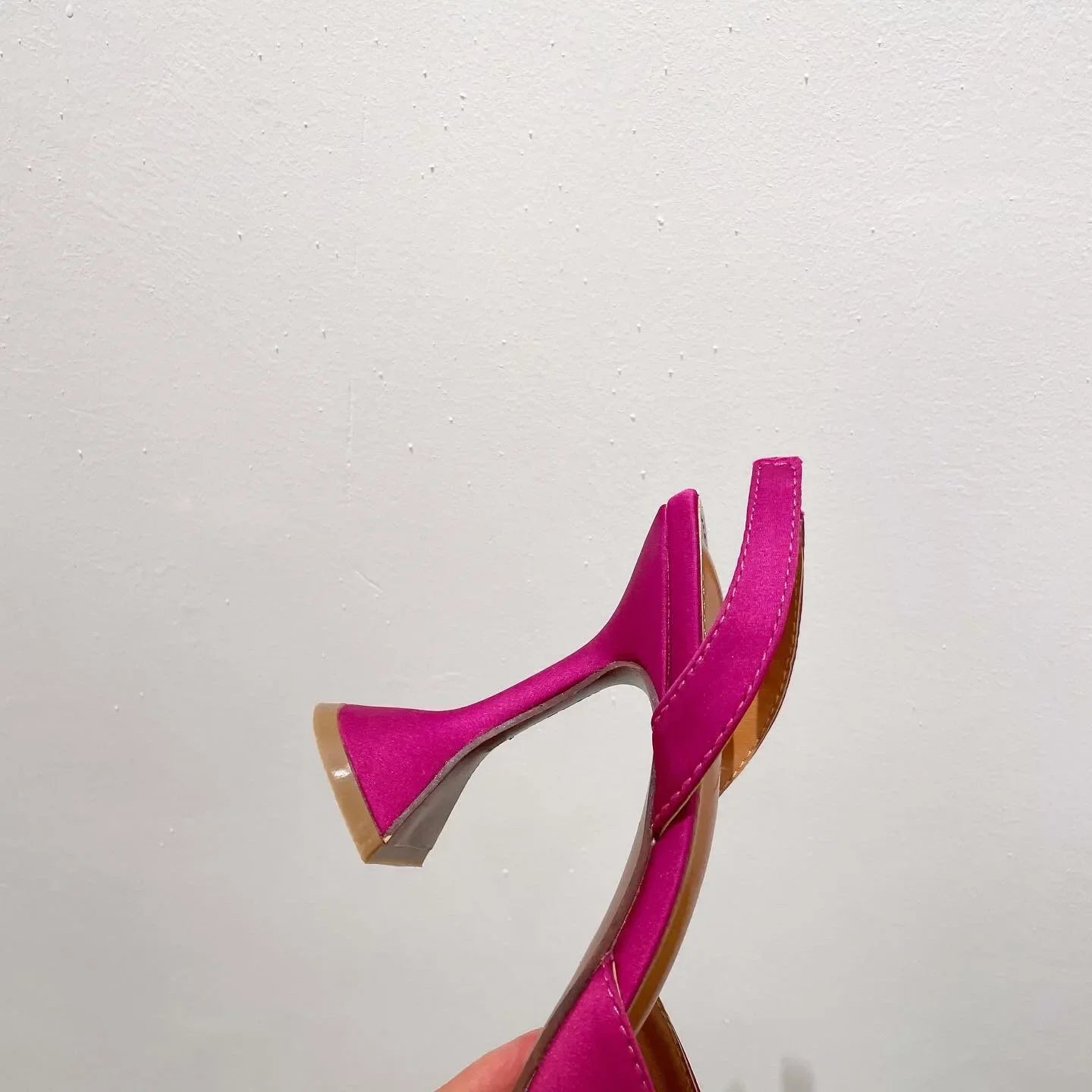 Large 43 Blue Women's High Heels Silk Satin Pointed Toe Rhinestone Crystal Heels Slip on Women's Wedding High Heels Sandals 2026