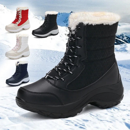 Women Platform Boots Winter Walking Shoes for Woman Plush Keep Warm Thigh High Boots Outdoor Winter Snow Black Ankle Boots 2025