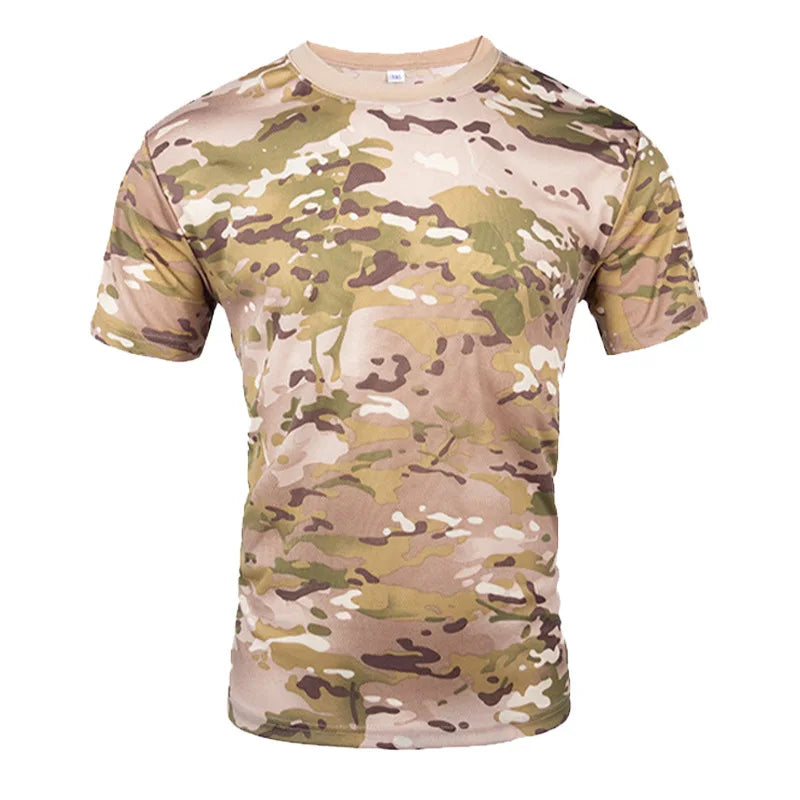 Men Casual Tactical T Shirts Short Sleeve Camouflage T-Shirt Quick Dry Outdoor Gym Top Tees Cargo T Shirt Male Clothing