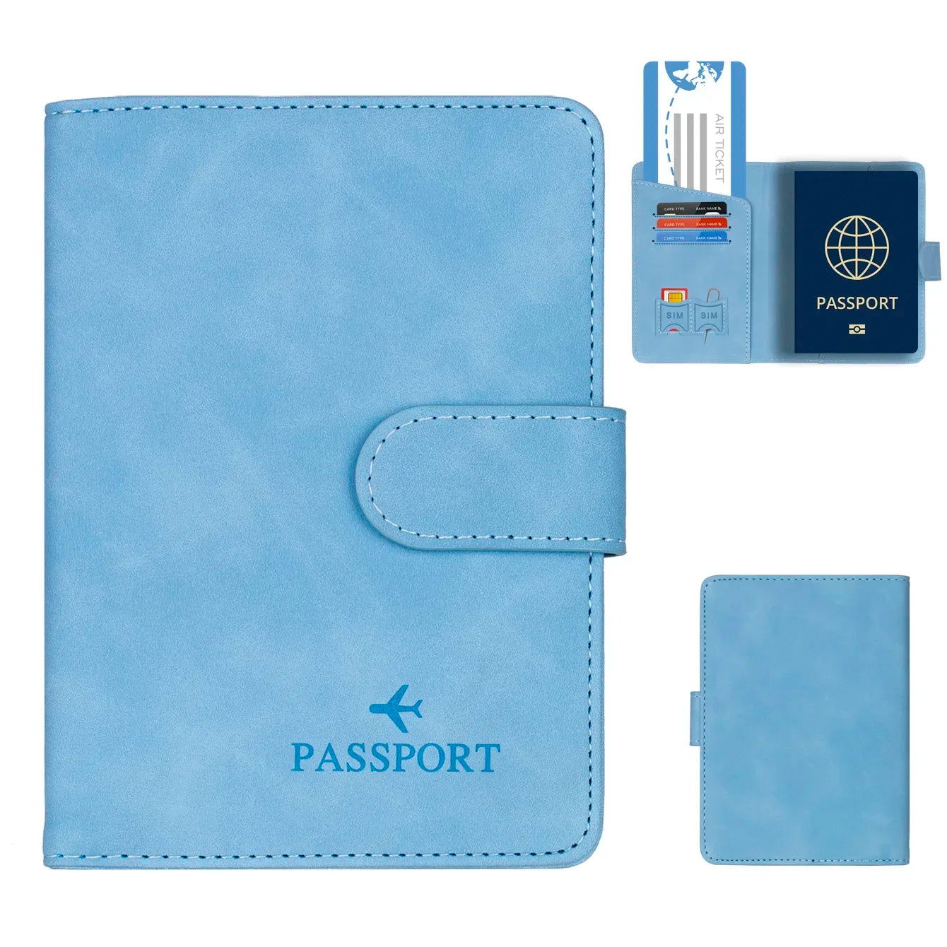 Simple Travel Passport Holder Cover Case Wallet RFID Blocking Business PU Leather Card Case Travel Accessories for Women Men