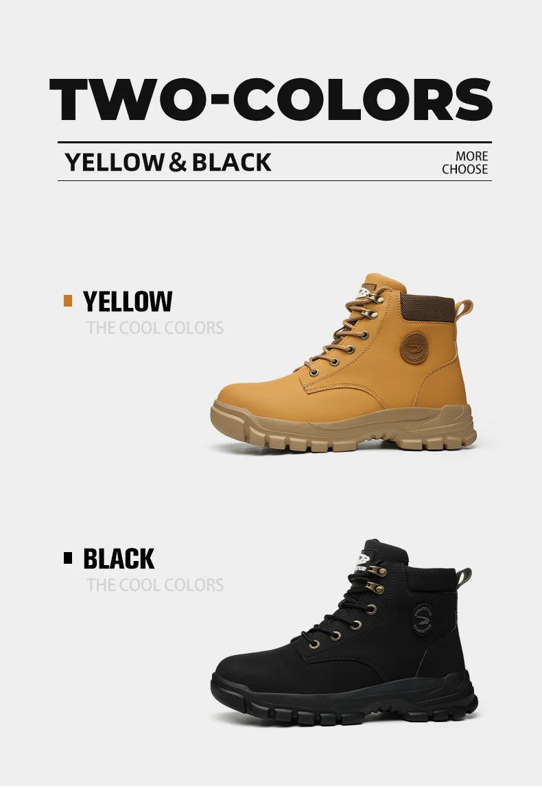Men Protective Boots Steel Toe Shoes Anti-Smash Anti-Puncture Work Boots Safety Shoes Indestructible Winter Boots Waterproof