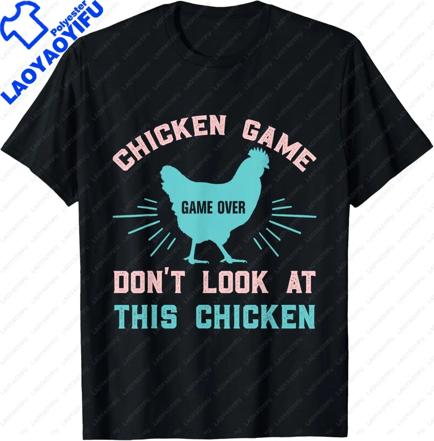 Chicken Game Don't Look At The Chicken Funny Chicken T-Shirt Custom Printed Graphic T Shirt Mens Clothing Ropa Hombre