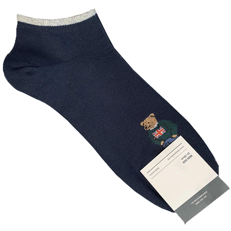Good Quality Cartoon Gentleman Bear Men's Socks Cotton Harajuku Style Sport Boys Skateboard Novelty Breathable  Christmas Gifts