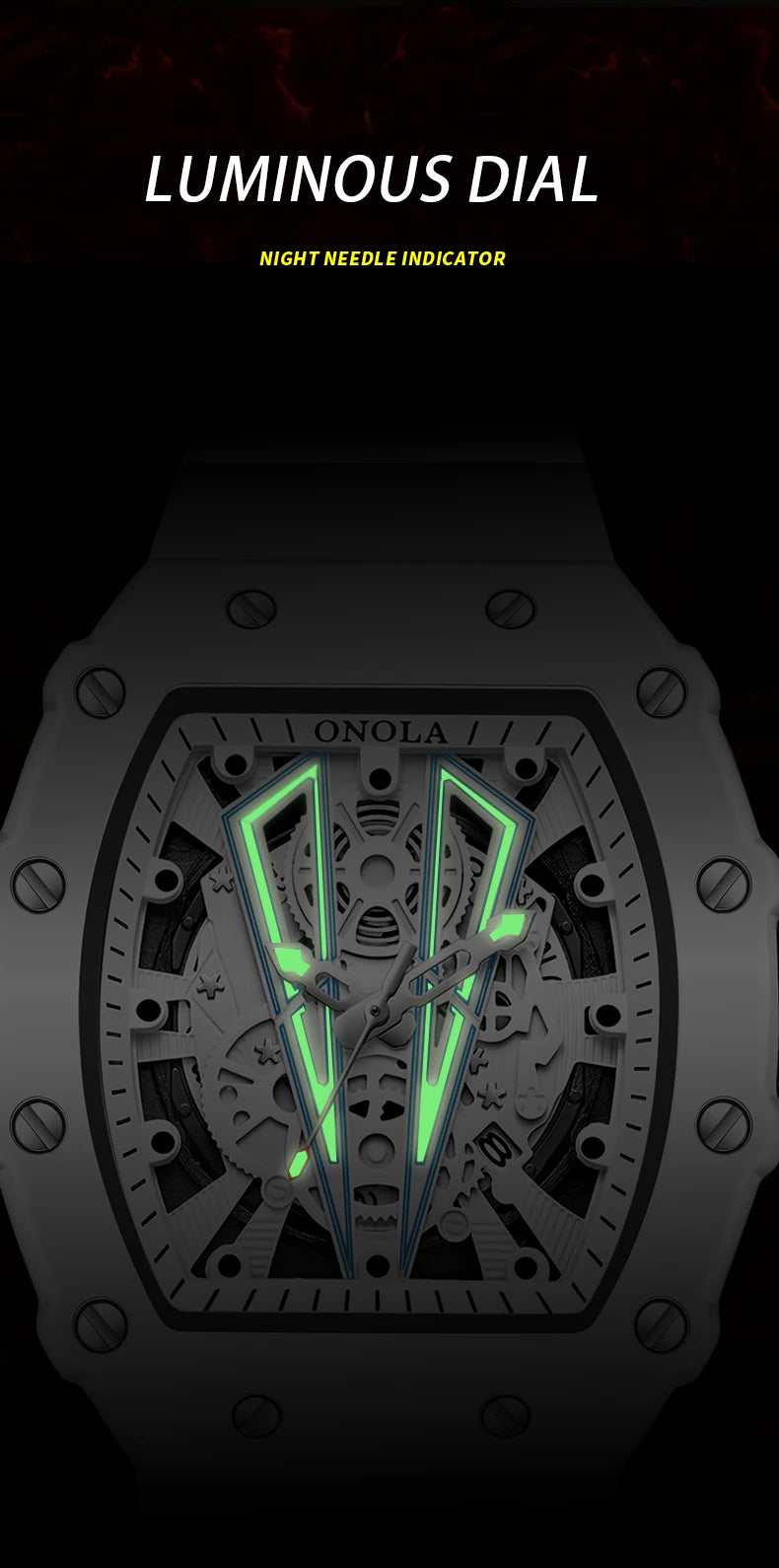 High Quality Men's Watch Quartz ONOLA Fashion Clock Waterproof Silicone Tape Watch for Men