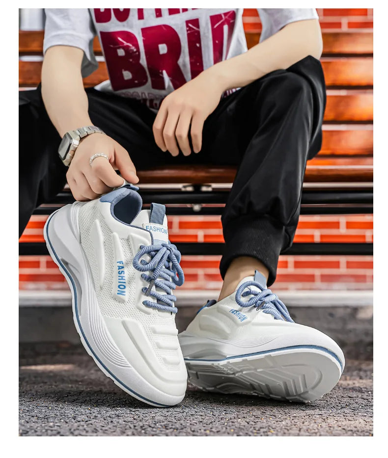 Summer 2026 Men's Thick Sole Sneakers Breathable Casual Running Shoes Streetwear Lightweight Trendy Footwear
