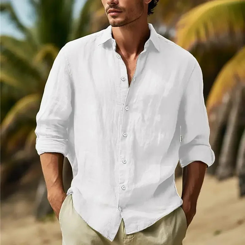 Men's Independent Station Four Seasons Large Size Loose Patchwork Shirt Casual Solid Color Daily Clothing Beach Dinner Cardigan