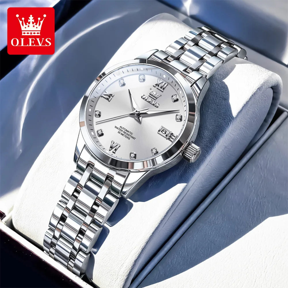 OLEVS 9946 Automatic Woman Watch Fashion Simplicity Ladies Watches Auto Date Waterproof Luminous Women's Mechanical Wristwatches