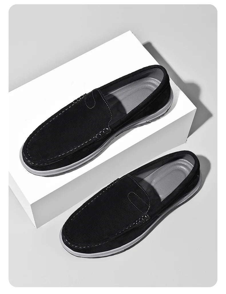 Men's Suede Casual Leather Shoes Fashionable Breathable Comfortable Driving Shoes Men Shoes