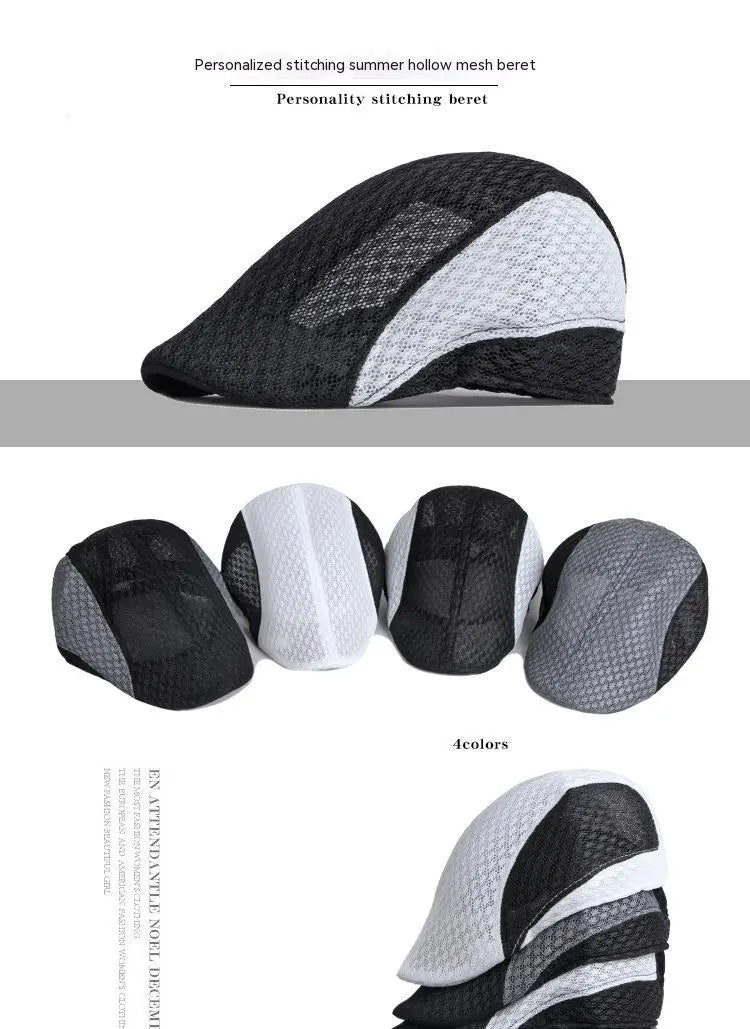 Big Head 58-61cm Summer Men Newsboy Breathable Cap Mesh Cabbie Golf Driving Sun Flat Beret Hats Caps Visors BAZAARHUBO