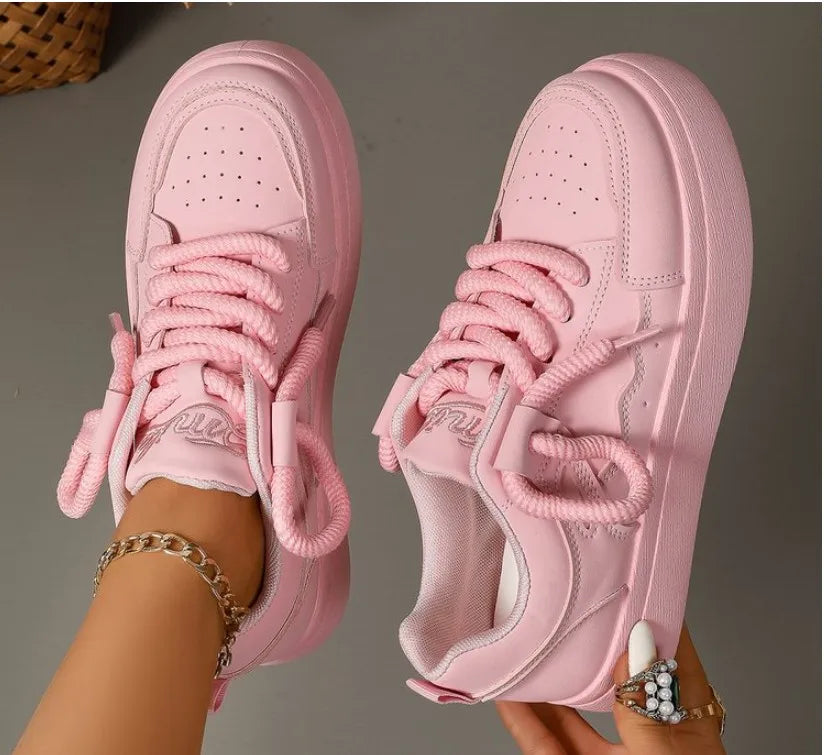 Thick-Soled Sneakers for Women 2025 Fall New Fashion Versatile Heightening Bread Shoes Casual Platform Women's Vulcanize Shoes