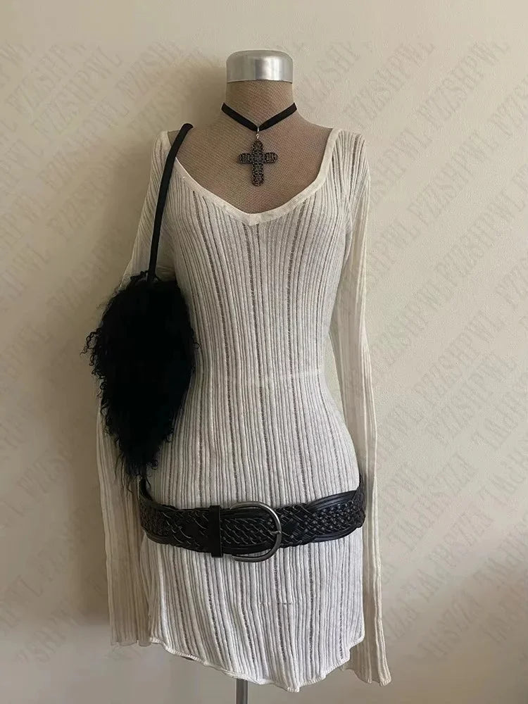 NEW Rock Goth Hip Hop Y2K Dress Frock Streetwear High Street Fashion Sexy Jersey Dress Classic Minimalist Yarn Skirt Casual