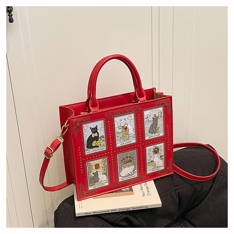Vintage and Luxury Designer Bag Popular Fashionable Tote Bag Large Capacity with Delicate Embroidery Cat Printing Bag for Women