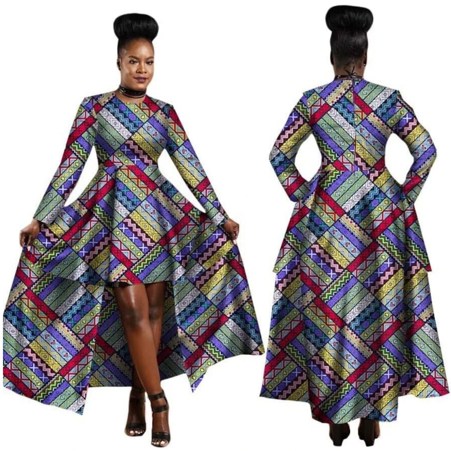 African Dresses for Women Dashiki Kente Style Print Dress Cotton Wax Print Sexy Maxi Long Dress for Ladies Africa Clothes WY1268
