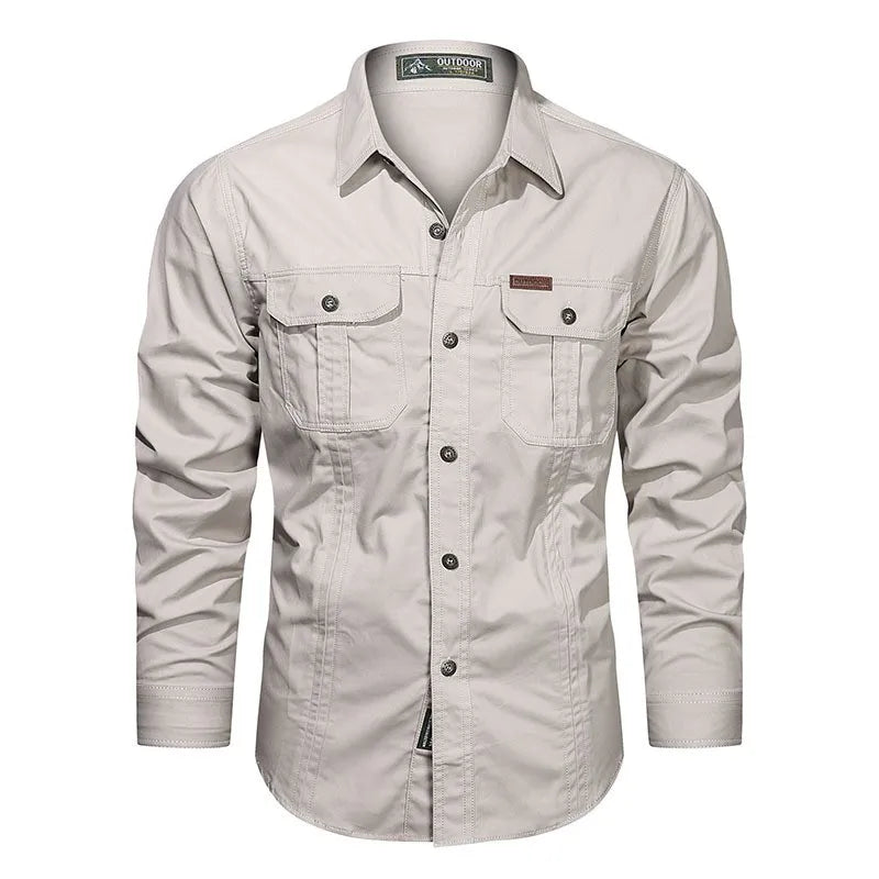 New Men's Casual Shirt 5XL Male Overshirt 2025 Military Cotton Long Sleeve Shirts Men Brand Clothing High Quality Blouse