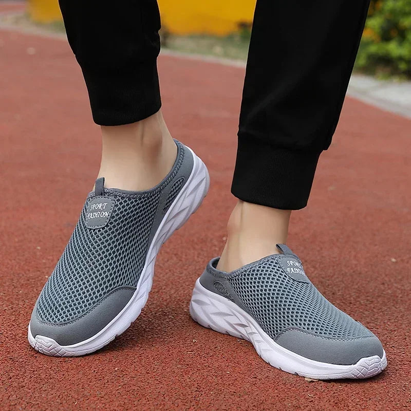Half Slippers Outdoor High Quality Anti-slip Men Leisure Shoes Mesh Breathable Soft Comfortable Flat-bottomed Slippers