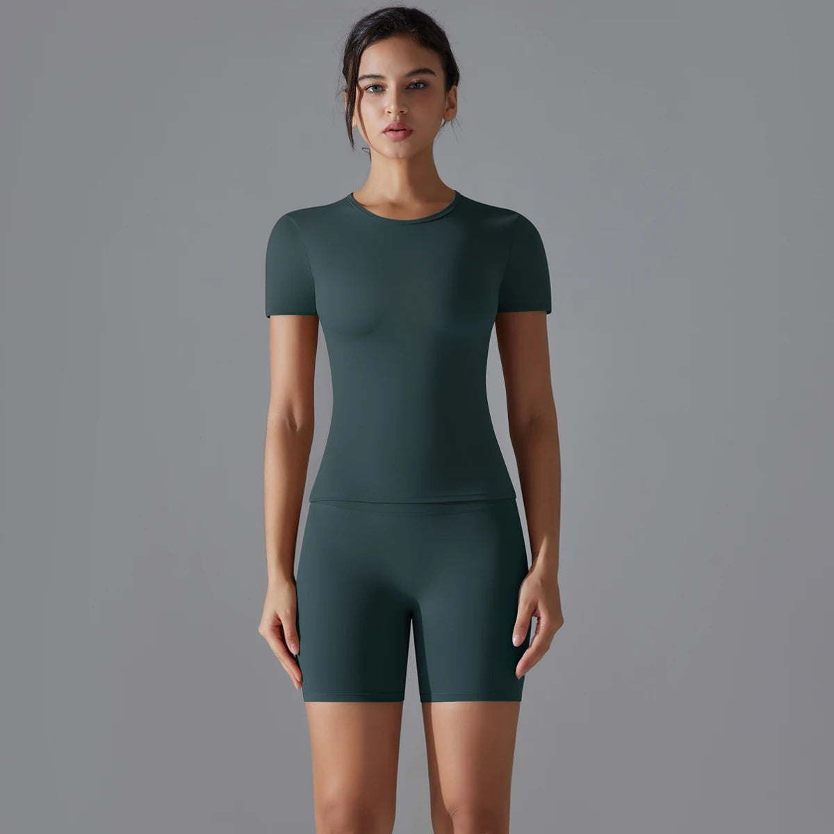 Yoga Set Women Sports Short Sleeve Top With High Waist Leggings Running Jogging Workout Workout Clothes Sports Fitness Gym Sets