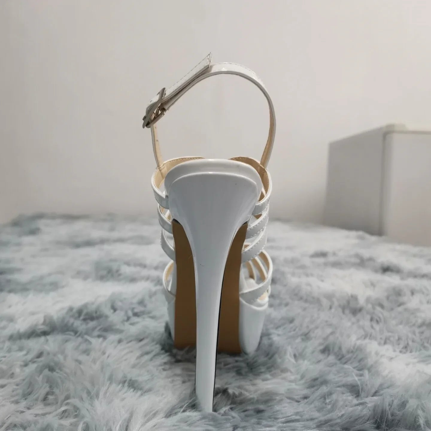 Women Sandals Sexy Pumps Nightclub Ultra Fashion 14cm Super High Heels Platform Ankle Strap Sandals Bride Shoes Large Size 44