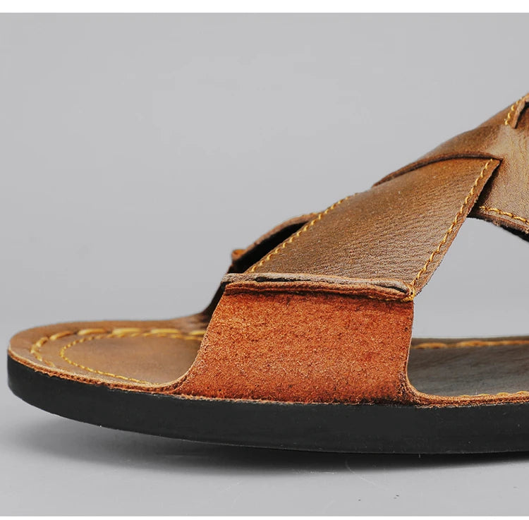 Summer Men Sandals Genuine Leather Mens Casual Shoes Outdoor Men Leather Sandals for Men Beach Shoes Roman mens Shoes
