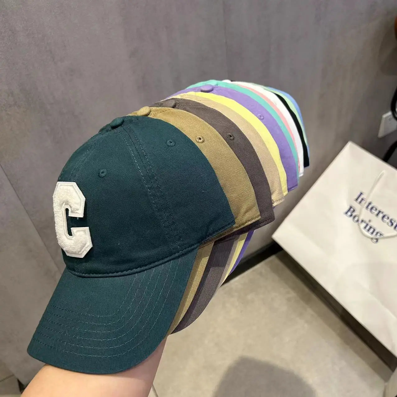 Fluorescent Yellow Duck Tongue Hat C-Letter Fashion Hip Hop Hat Casual Hat Korean Street Minimalist Sunshade Baseball Hat BAZAARHUBO