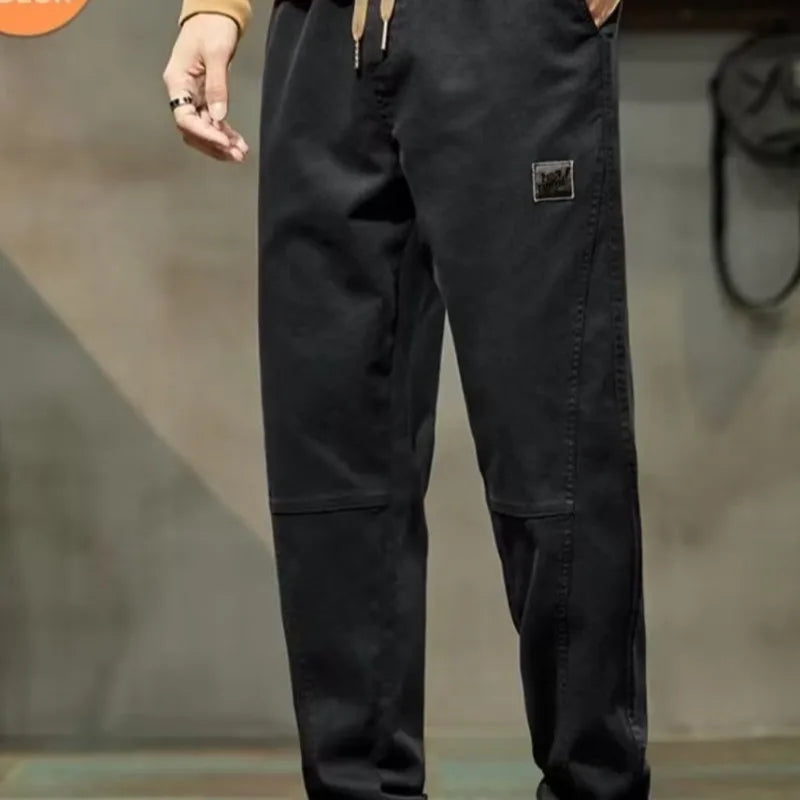 Men's Workwear Trousers Summer Sports Trendy Nine-Piece Cuffed Large Size Long Pants High Street Spring Autumn Casual Men's P...