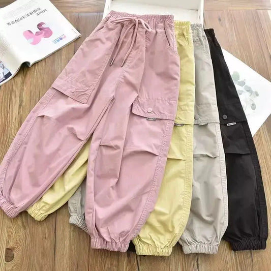 Spring Clothes Fashionable Kids Cargo Joggers Elastic Ankle Pants Casual Trousers Light Breathable Summer Trendy Outfit