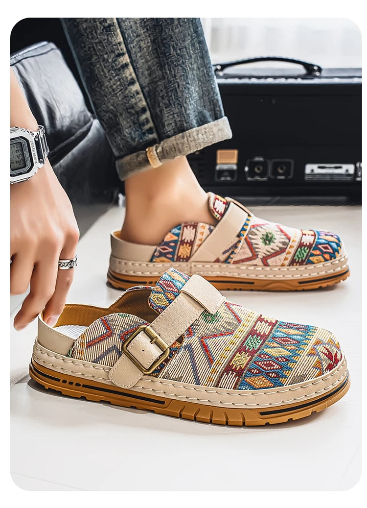 Men's Wide-Toe Round-Toe Sandals Casual Shoes for Spring and Summer, Versatile Commuter Slippers, One-Step Lazy Trendy Footwear