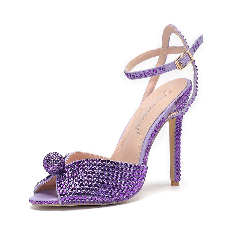 Fashion High Quality Wedding Shoes Women Pearls Studs Luxury Peep Toe White High Heels Buckle Designer Woman Sandal 43 Zapatos