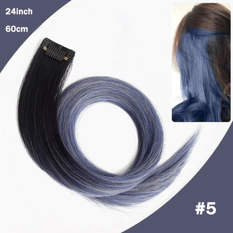 LUPU Hair Clips Hair Extensions Wig Synthetic Long Straight Gradient Color Clip-in Hair piece Hair Clips for Hair for Women Wear
