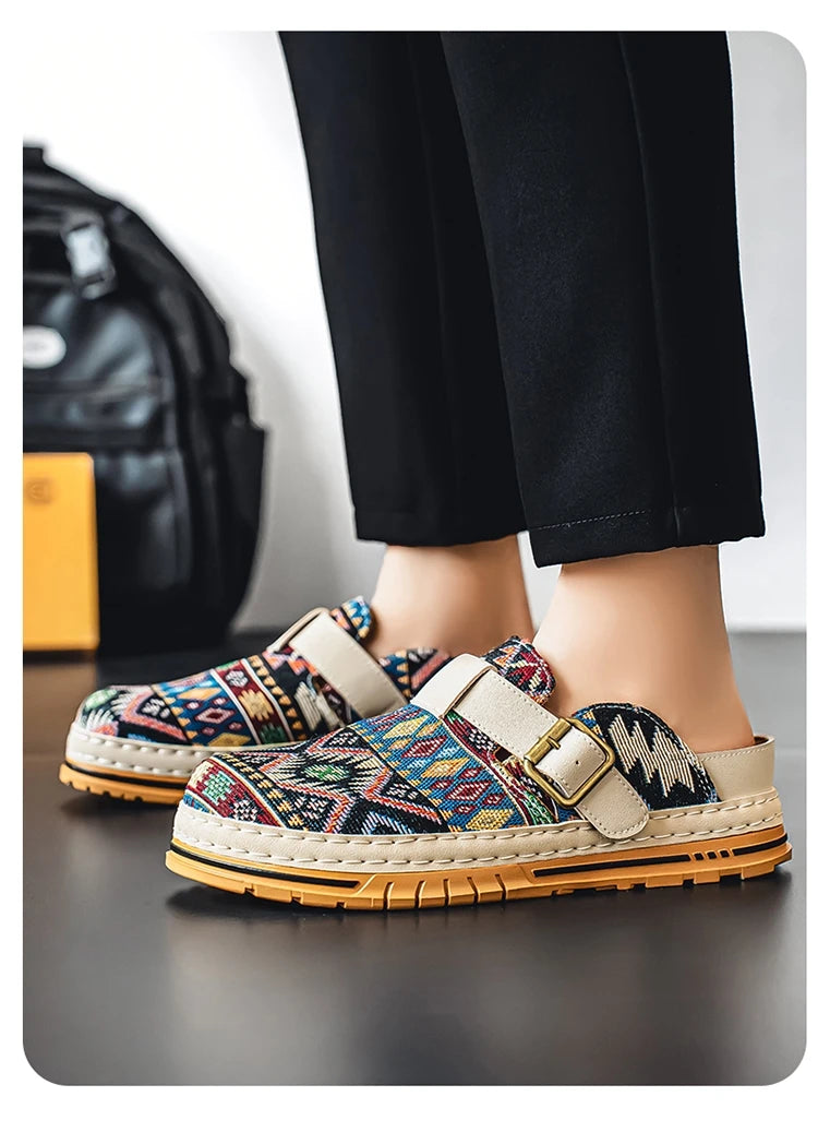 Men's Wide-Toe Round-Toe Sandals Casual Shoes for Spring and Summer, Versatile Commuter Slippers, One-Step Lazy Trendy Footwear