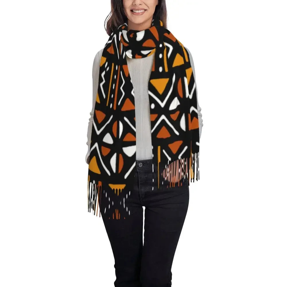 Custom Printed African Bogolan Scarf Men Women Winter Fall Warm Scarves Africa Ethnic Tribal Art Shawl Wrap